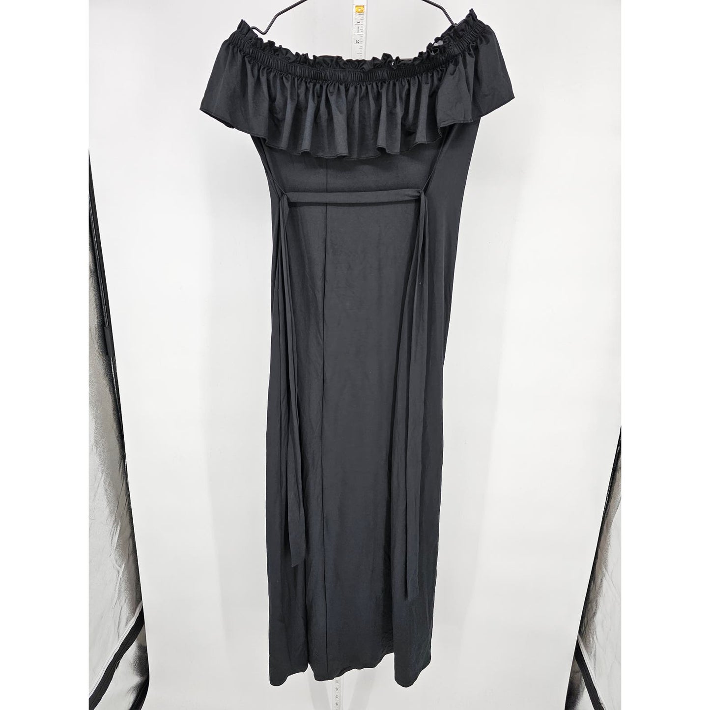 Vintage Y2K Susie Rose Juniors Sz L Maxi Length Off Shoulder Dress Black Formal