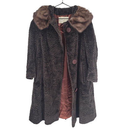 Stix, Baer, & Fuller Women Brown Custom Vintage 1960s Fur Coat Knee Length