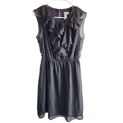 Emma & Michele Sz 6 Black and White Polka Dot Dress Knee Length Ruffled