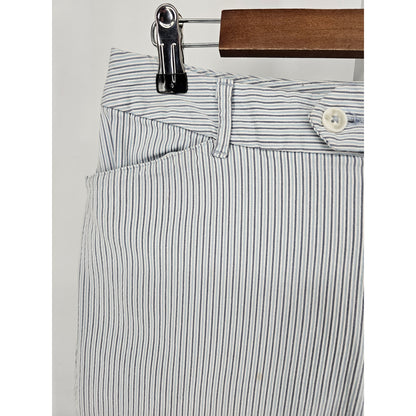 St Johns Bay Womens Sz 8 Capri Seersucker Cotton Bled Pants Blue Striped