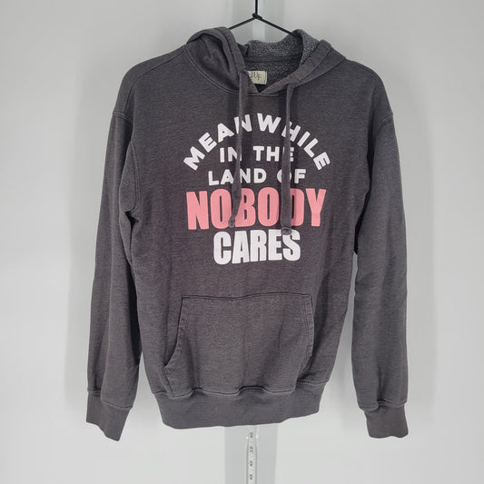 Wound Up Juniors Sz S Hoodie Meanwhile in the land of Nobody Cares Funny