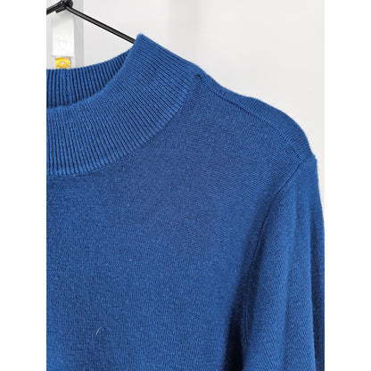 Elisabeth Williams Womens Sz PXL Petite Mock Neck Sweater Solid Blue