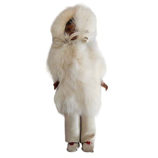 Vintage 1950s Eskimo Doll w/ Blink Eyes and Real Fur Outfit White Coat