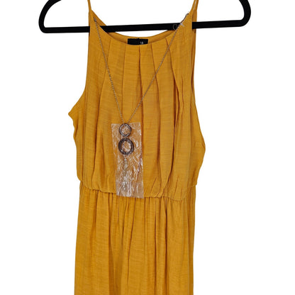 Tacera Womens Sz M Maxi Length Sleeveless Dress Mustard Yellow Gold NEW