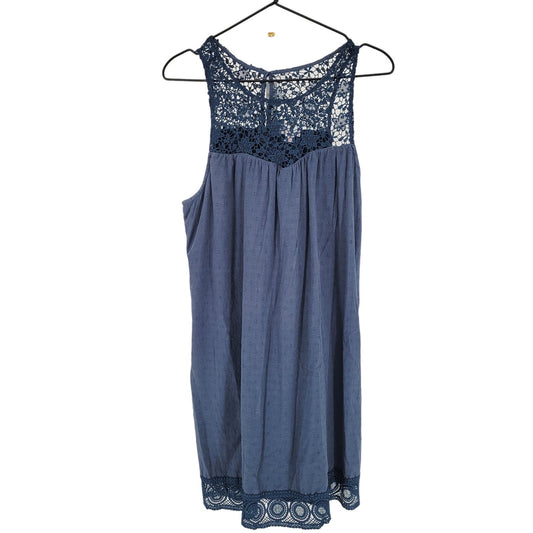 Xhilaration Womens Sz XL Knee Length Shift Dress Blue Crochet Hem