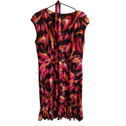 Vintage Glamour Womens Sz 10 Knee Length Belted Career Dress Pink Black