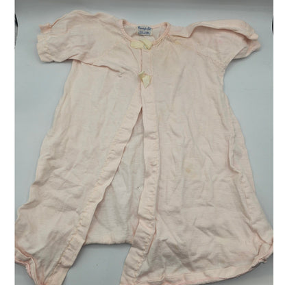 Vintage 1940s Honeysuckle Baby Girls Sz 12M Short Sleeve Pajama Nightgown Pink