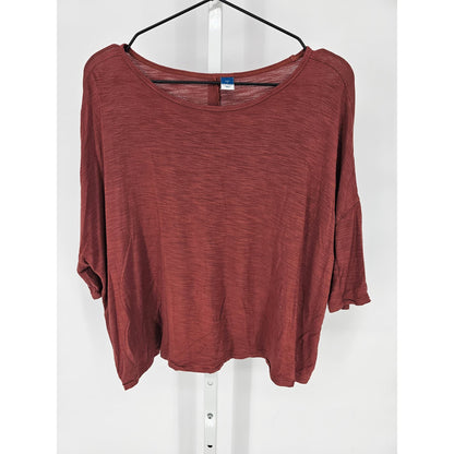 Old Navy Luxe Womens Sz S Dolman Sleeve Blouse Rust Red