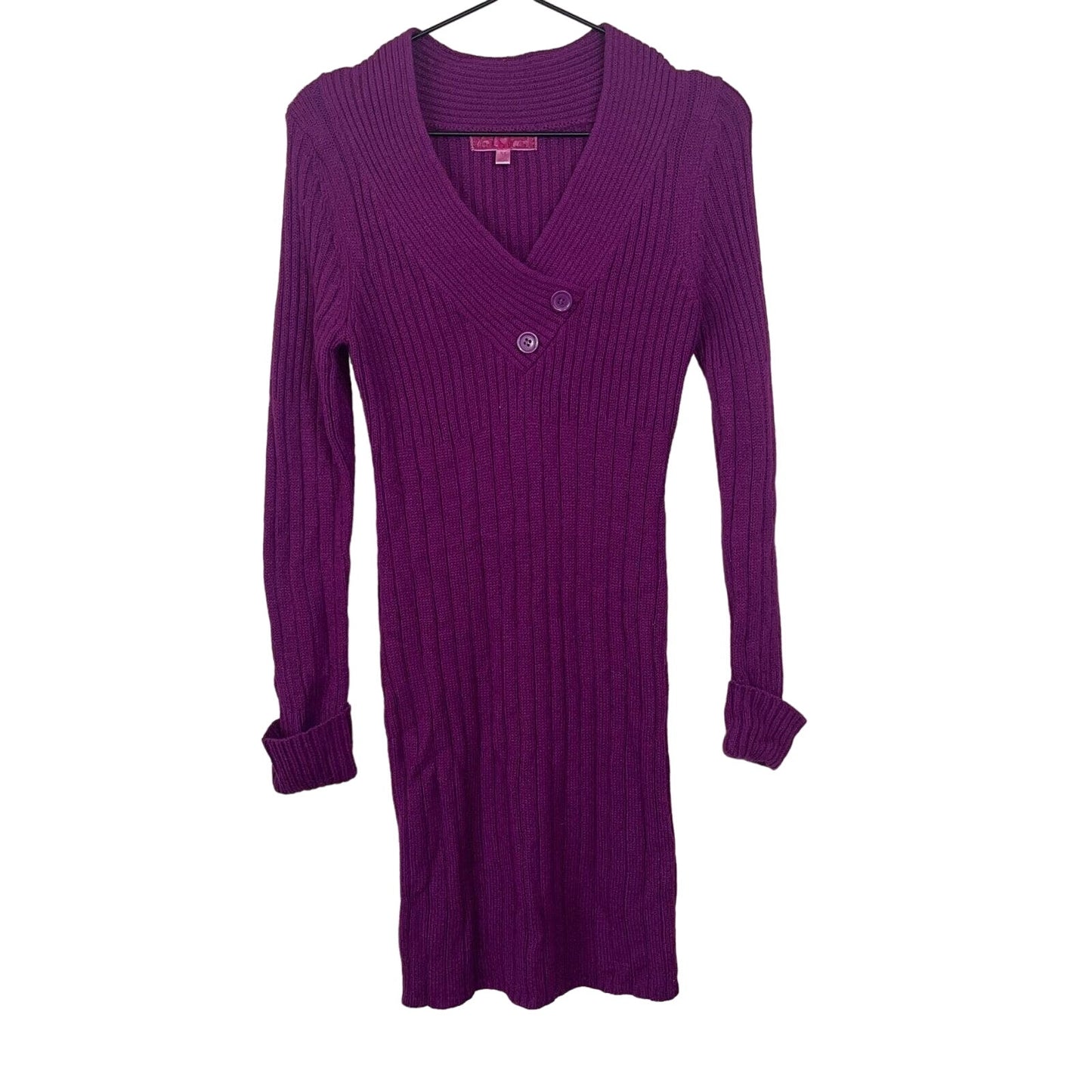 Derek Heart Womens Sz M Purple Sweater Dress Ribbed Long Sleeve