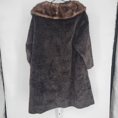 Stix, Baer, & Fuller Women Brown Custom Vintage 1960s Fur Coat Knee Length