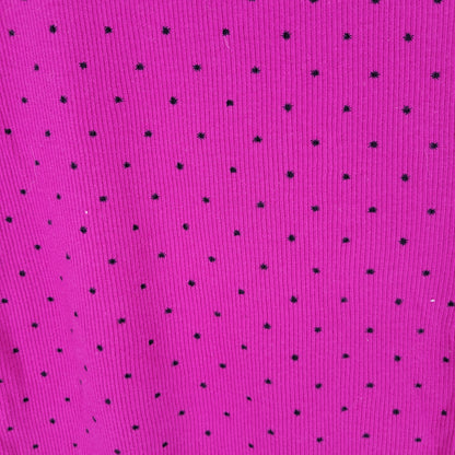 Sonoma Womens Sz M 100% Cotton Ribbed Tank Top Pink Black Polka Dot