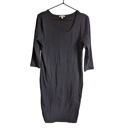 Zenana Premium Womens Sz L Midi Fitted Shirt Dress Long Sleeve Black