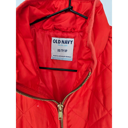 Old Navy Womens Sz XS Quilted Zip Up Puffer Vest Orange Red