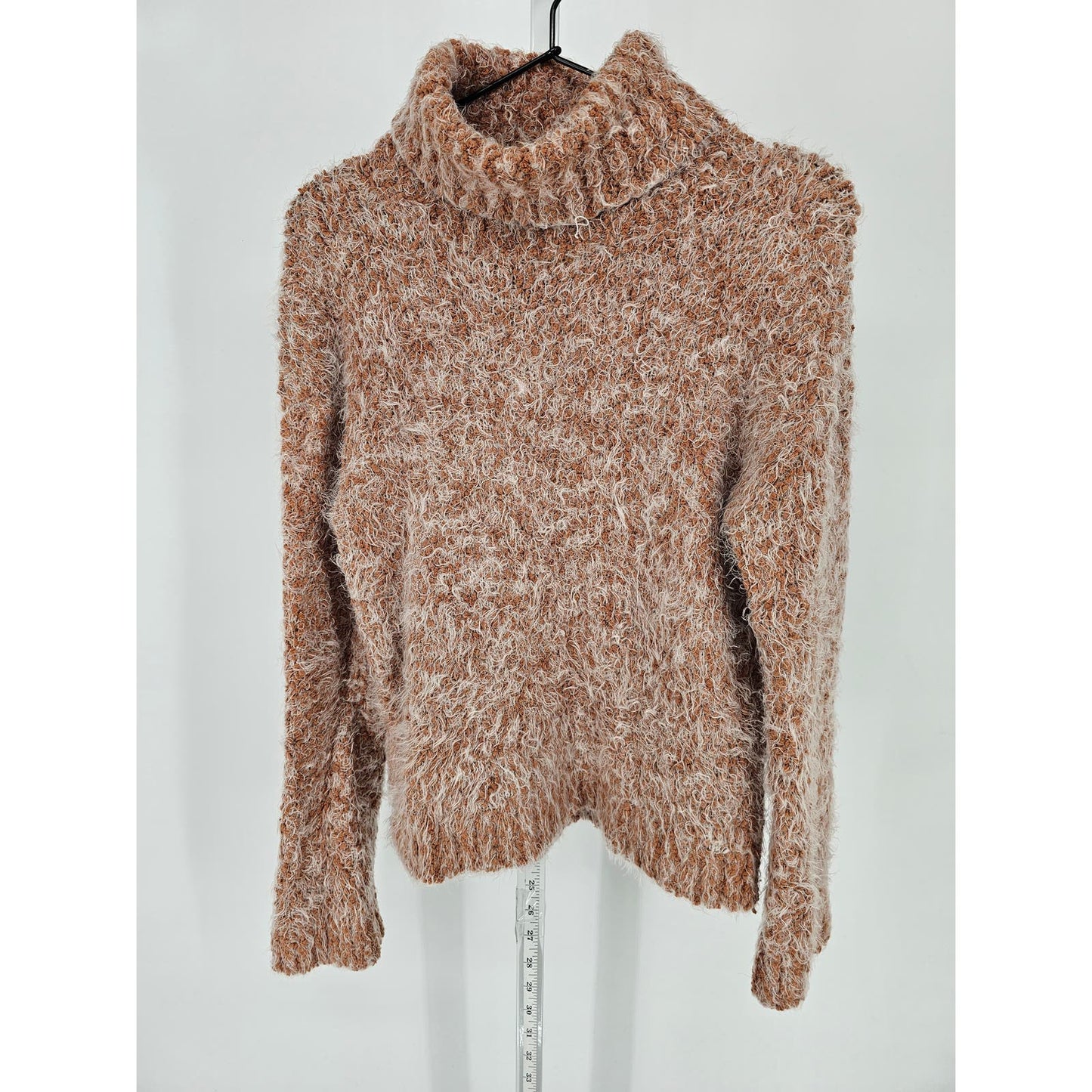 Abound Womens Sz S Turtleneck Sweater Fuzzy Burnt Orange and Cream