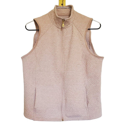 Croft & Barrow Womens Petite PS Quilted Zip Up Vest Light Blush Pink