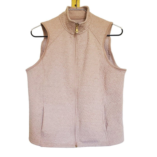 Croft & Barrow Womens Petite PS Quilted Zip Up Vest Light Blush Pink