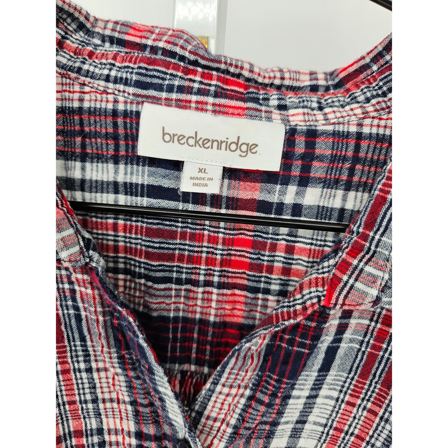 Breckenridge Womens Sz XL Short Sleeve Button Front Plaid Shirt Red Black