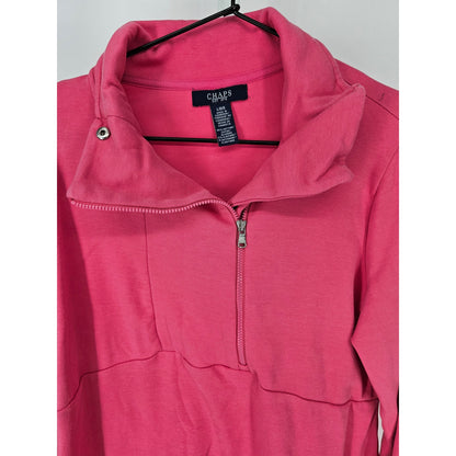 Chaps Womens Sz L 1/2 Zip Pullover Sweatshirt Pink Athletic