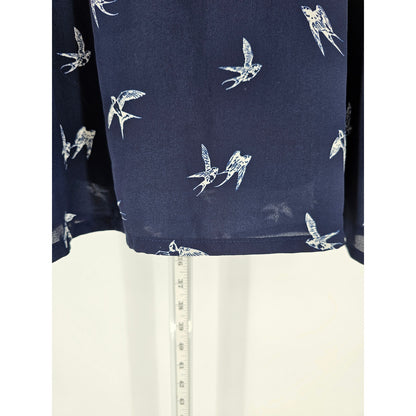 Divided by H&M Womens Sz 10 Long Sleeve Above Knee Dress Sparrow Bird Print