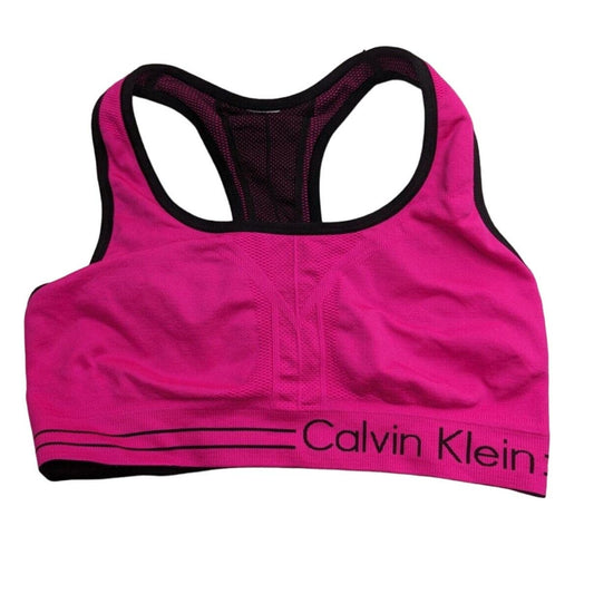 Calvin Klein Womens Sz S Racerback Sports Bra Bright Pink Black