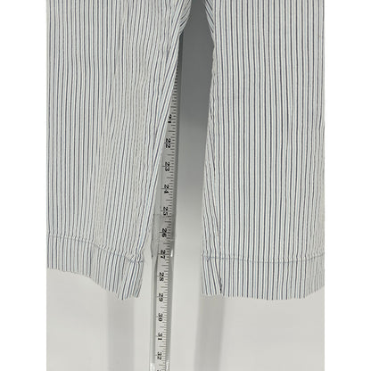 St Johns Bay Womens Sz 8 Capri Seersucker Cotton Bled Pants Blue Striped