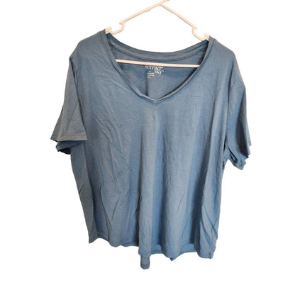 Terra & Sky Womens Sz 2X Slouchy T Shirt Light Blue V Neck