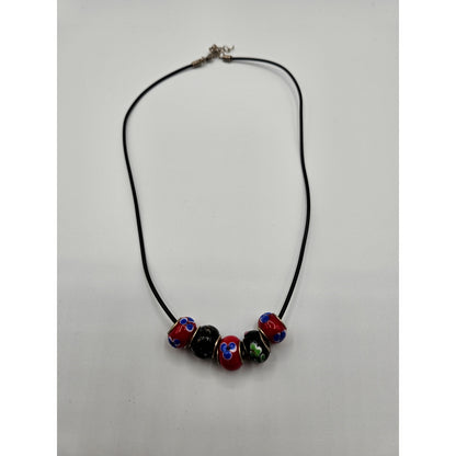 Vintage Y2K Single Strand Enamel Beaded Necklace Rope Style String