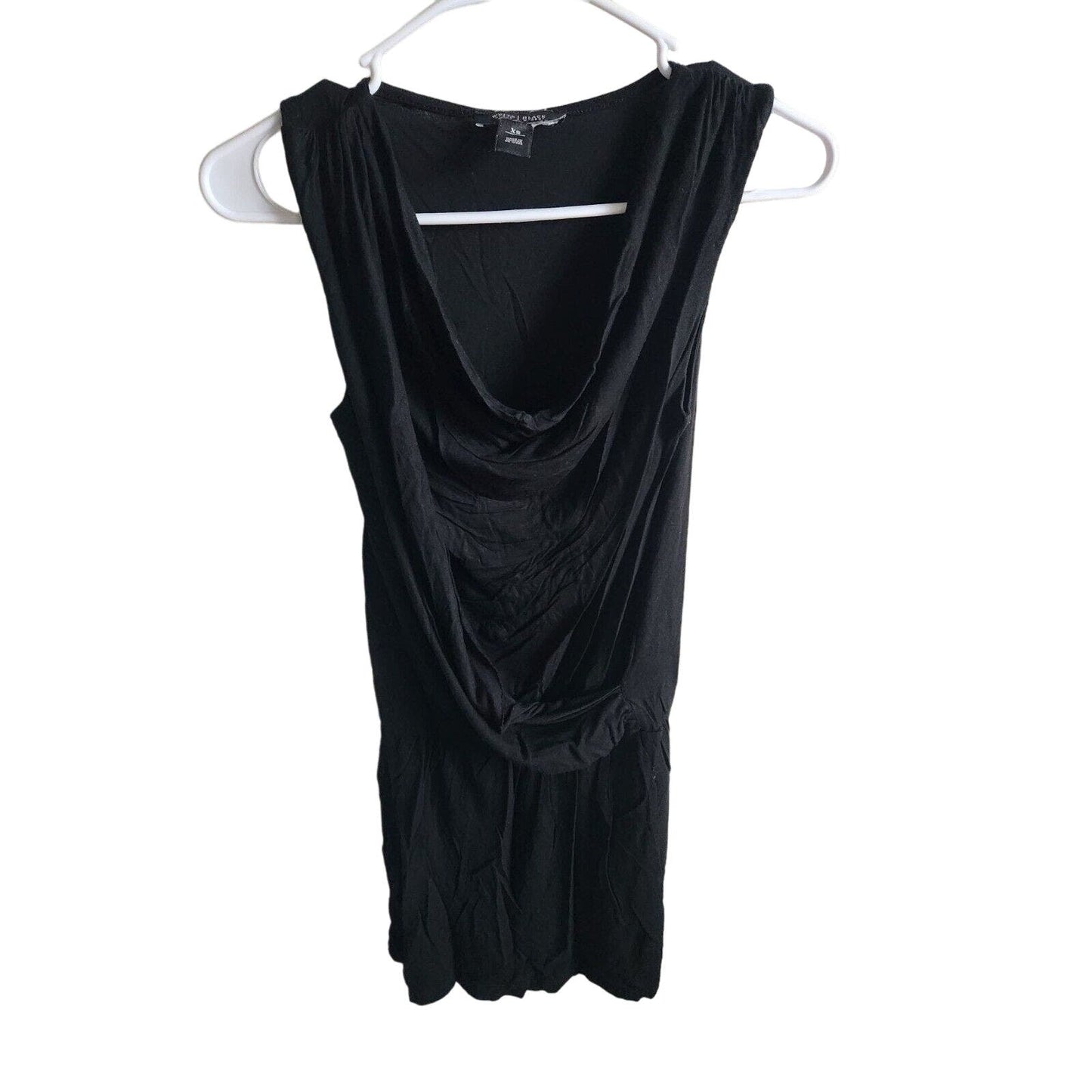 White House Black Market Sz XS Mini Dress Draped Front Solid Black