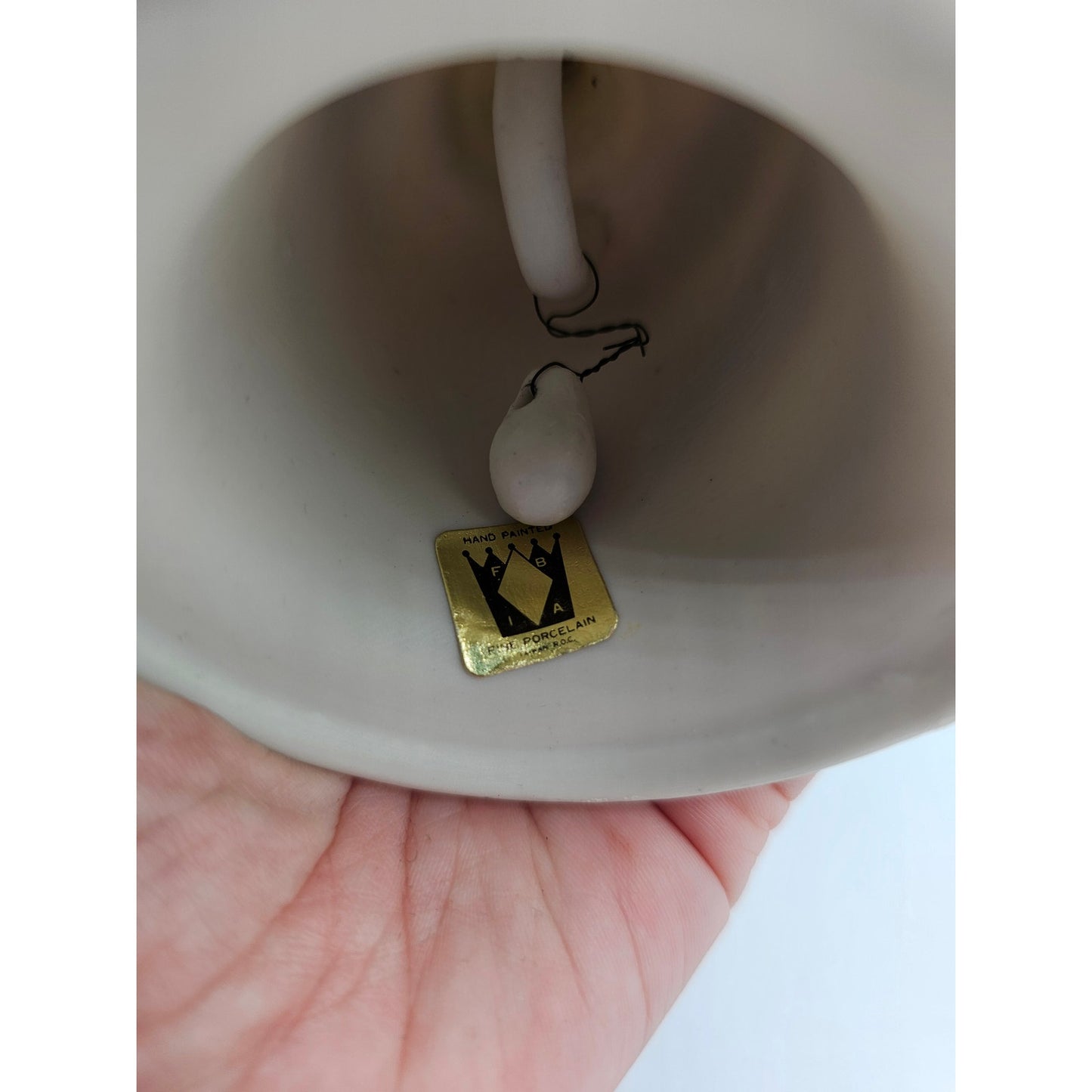 Vintage Hand Painted Porcelain Bell Floral Front Gold Top