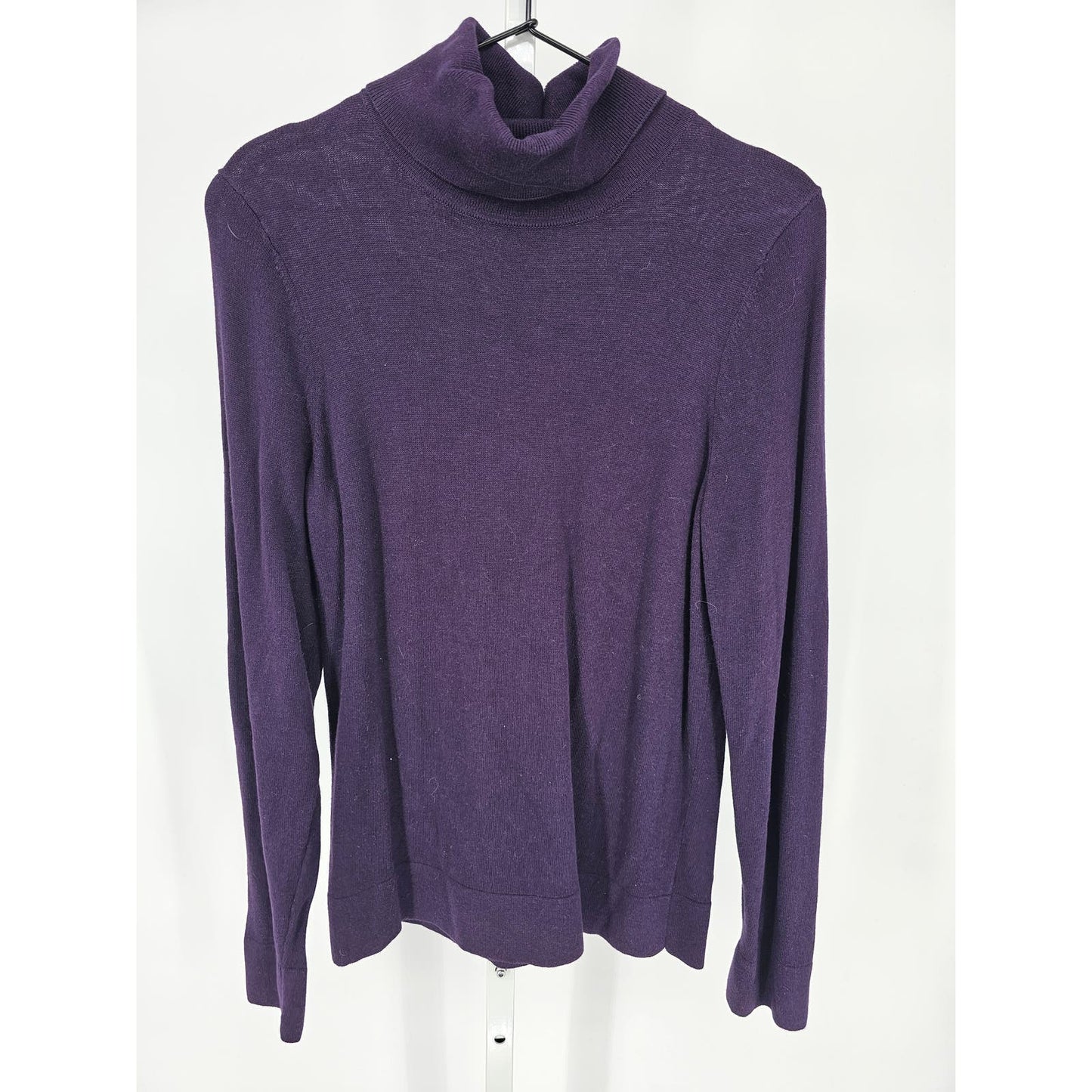 Chaps Womens Sz L Long Sleeve Turtleneck Top Purple Cotton Modal Blend