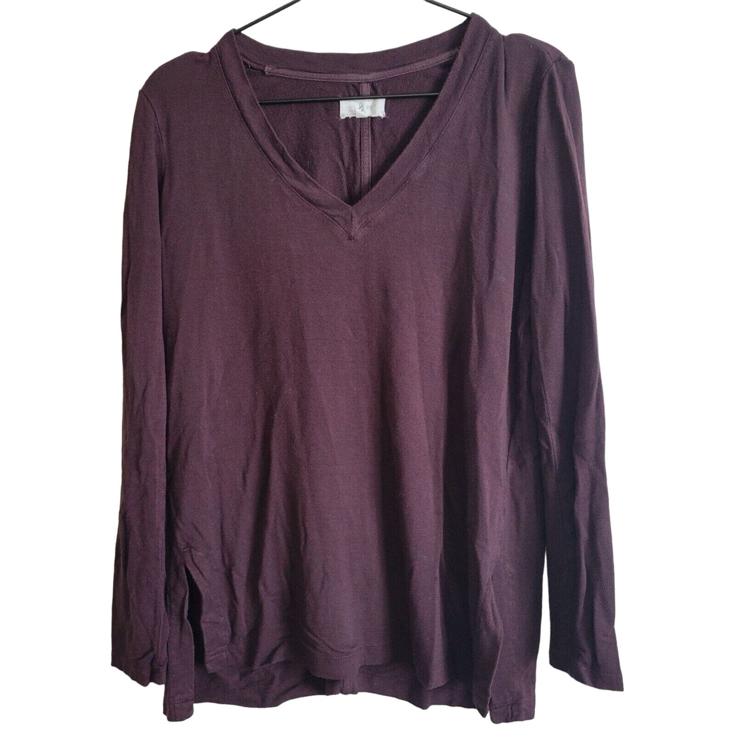 Lou & Grey Womens Sz S Long Sleeve V Neck T Shirt Dark Purple