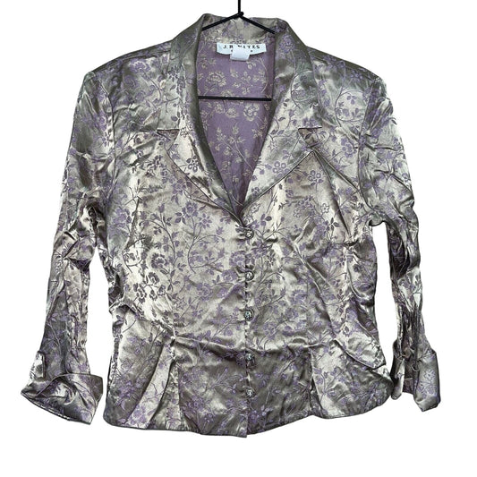 JR Nites by Caliendo Womens Sz 16 Satin Jacket Silver Purple Formal