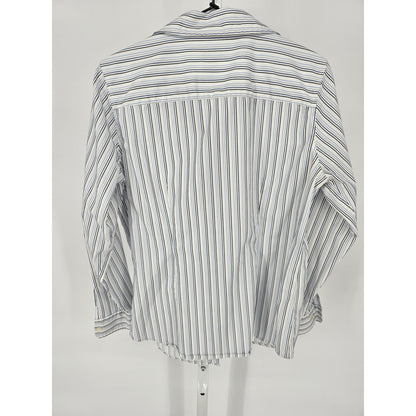 Charter Club Womens 12 Long Sleeve Button Up Dress Shirt Cotton No Iron Striped