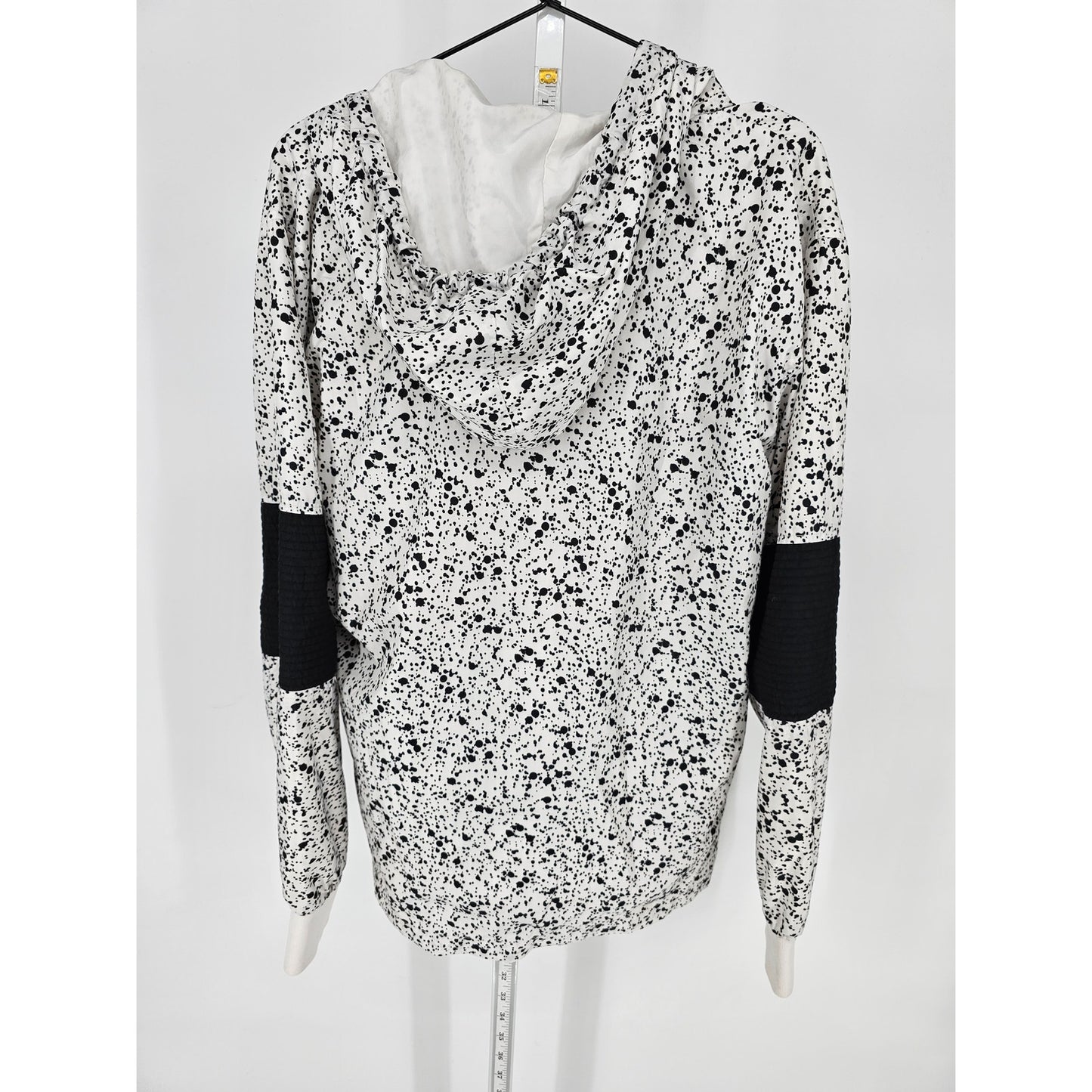 G-Net Mens Sz L Pullover Windbreaker Jacket Hooded Black White Spatter Print
