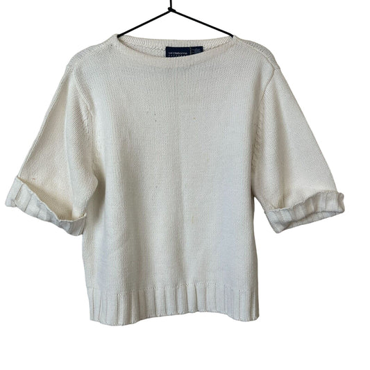 Liz Claiborne Lizsport Womens Sz XL Ivory Short Sleeve Knit Sweater