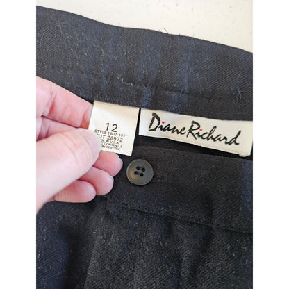 Vintage 1990s Diane Richard Womens Sz 12 High Waist Dress Pants Black