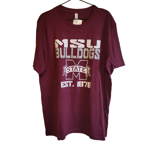 MSU Mississippi State Bulldogs Mens Sz XL Short Sleeve T Shirt dark Red NEW