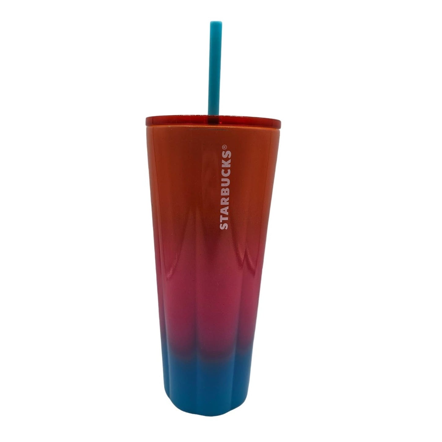 Starbucks Summer 2023 Tumbler Puffy Gradient Pink Orange Blue 24Oz Cold Cup