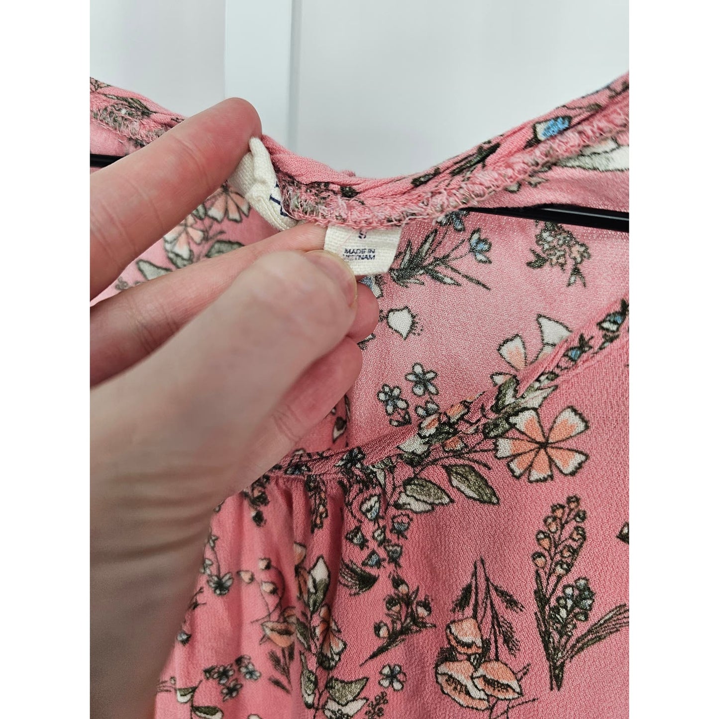 Gap Womens Sz S 3/4 Sleeve Boho Blouse Pink Floral Dainty