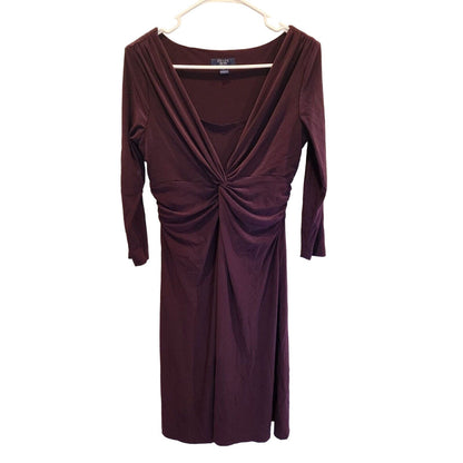 Chaps Womens Sz M Midi Dress Dark Purple Long Sleeve