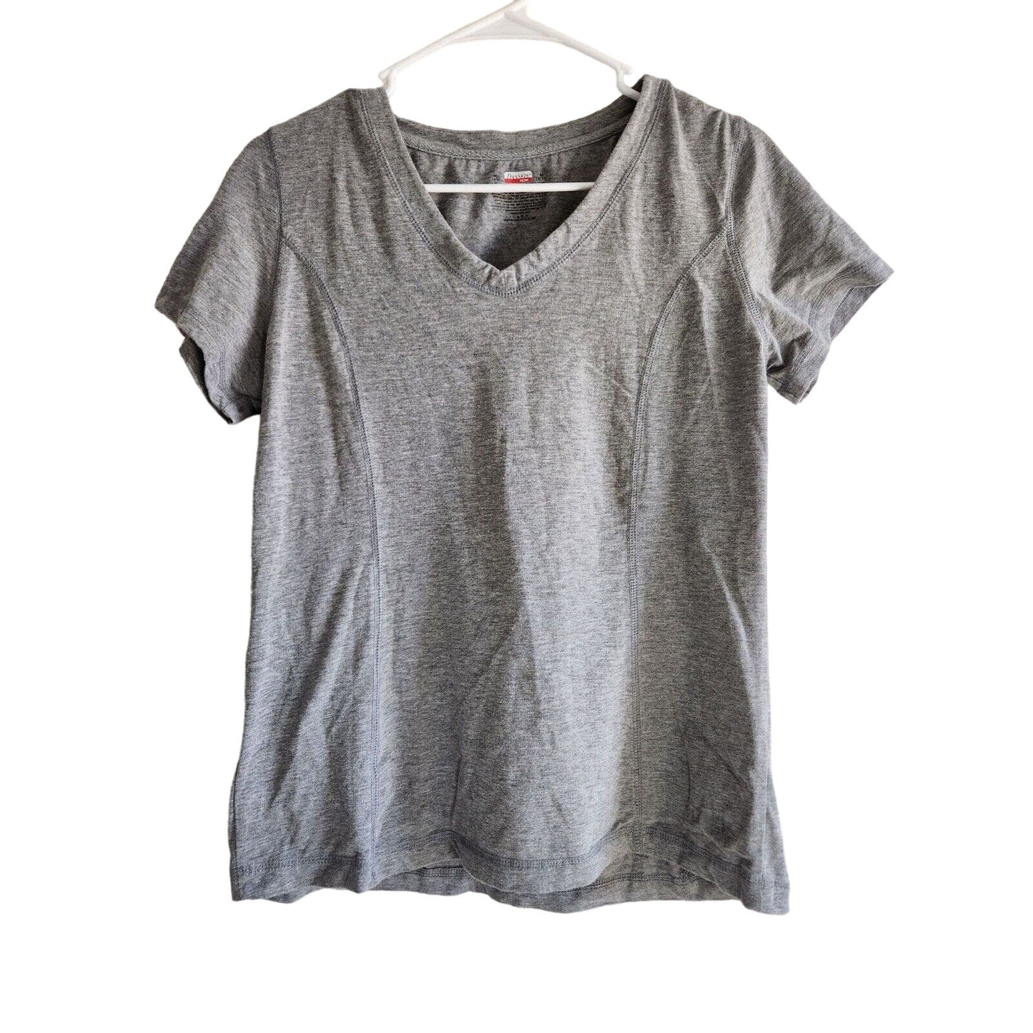 Danskin Now Womens Sz M Gray V Neck Athletic T Shirt