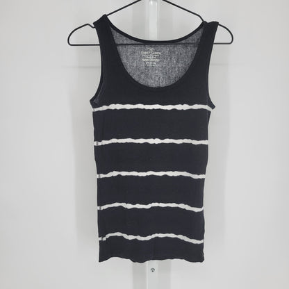 Faded Glory Womens Sz L Ribbed Tank Top Black White Striped