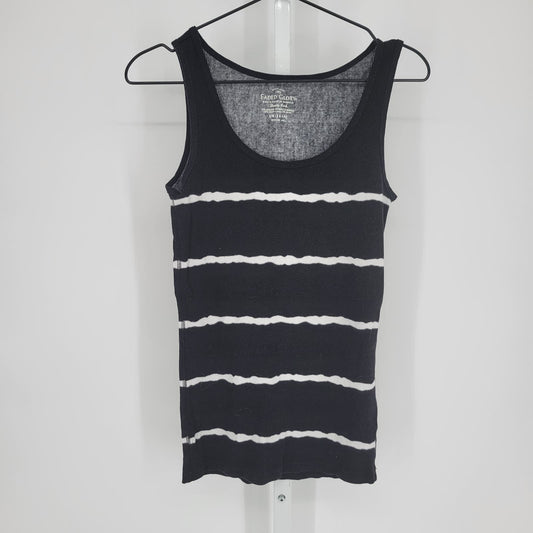 Faded Glory Womens Sz L Ribbed Tank Top Black White Striped