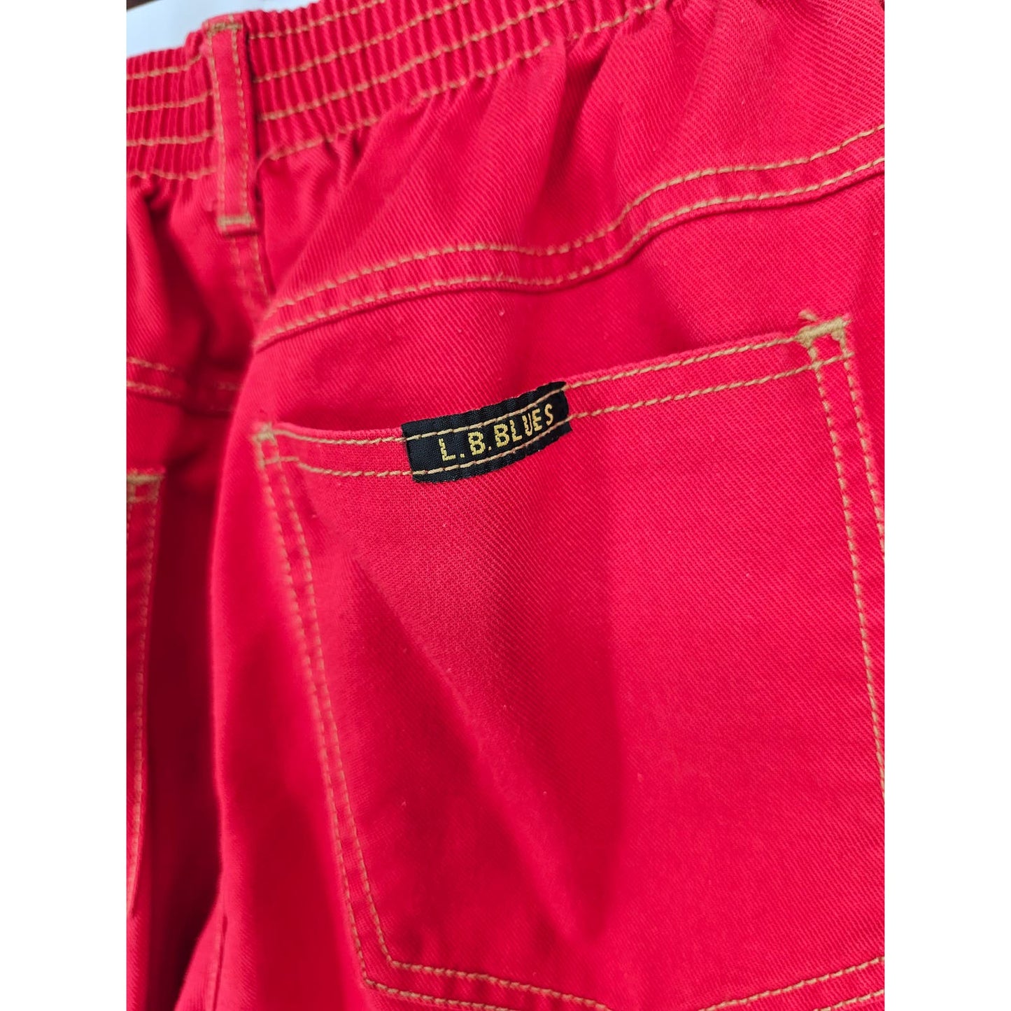 Vintage Y2K L.B. Blues Blair Womens Sz L Pull On Elastic Waist Pants Red