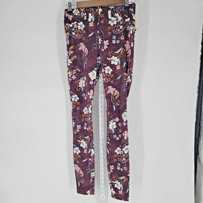 Time and Tru Womens Sz XS (0-2) Pull On Jegging Jeans Purple Floral