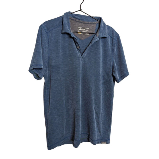 Eddie Bauer Active Mens Sz M Short Sleeve Polo Shirt Blue Athletic