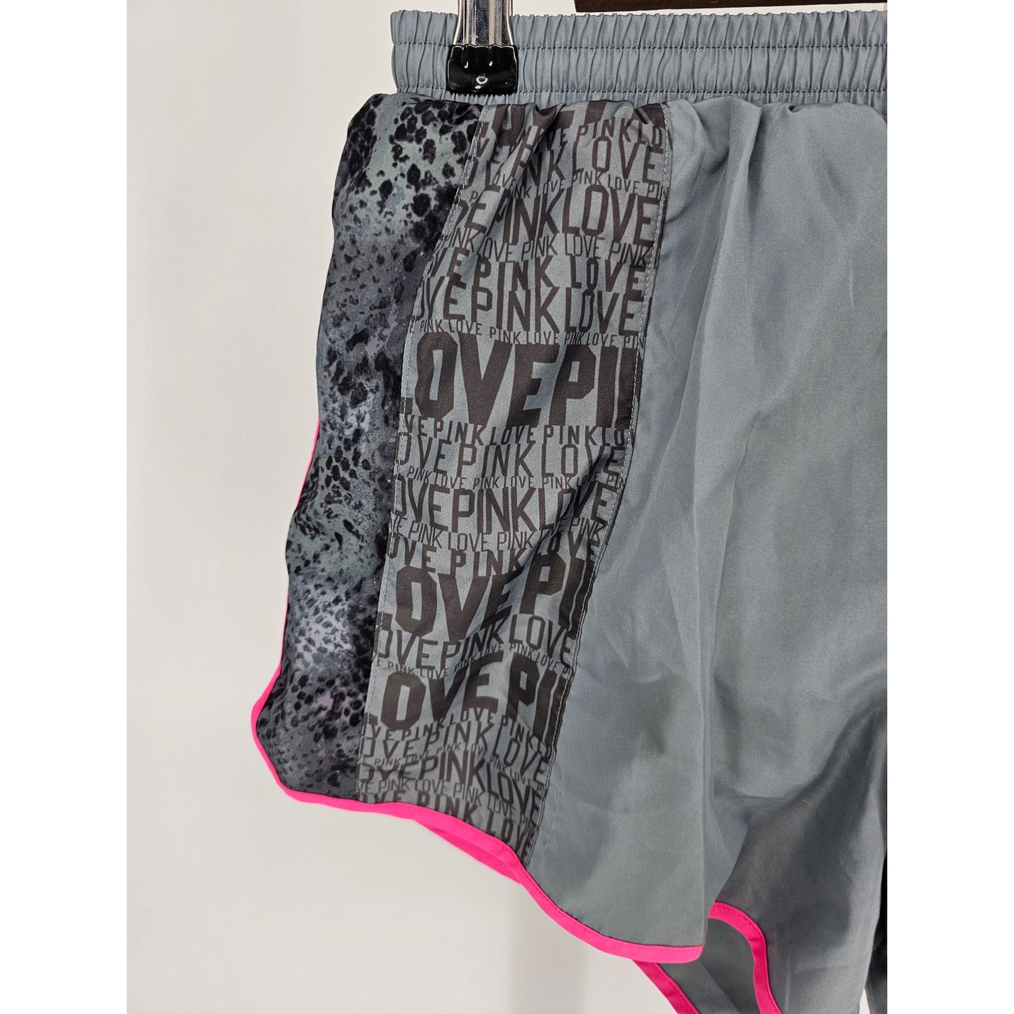 PINK Victorias Secret Womens Sz S Athletic Shorts Gray Running Elastic Waist