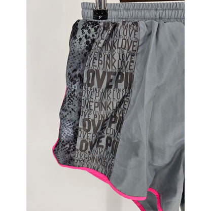 PINK Victorias Secret Womens Sz S Athletic Shorts Gray Running Elastic Waist