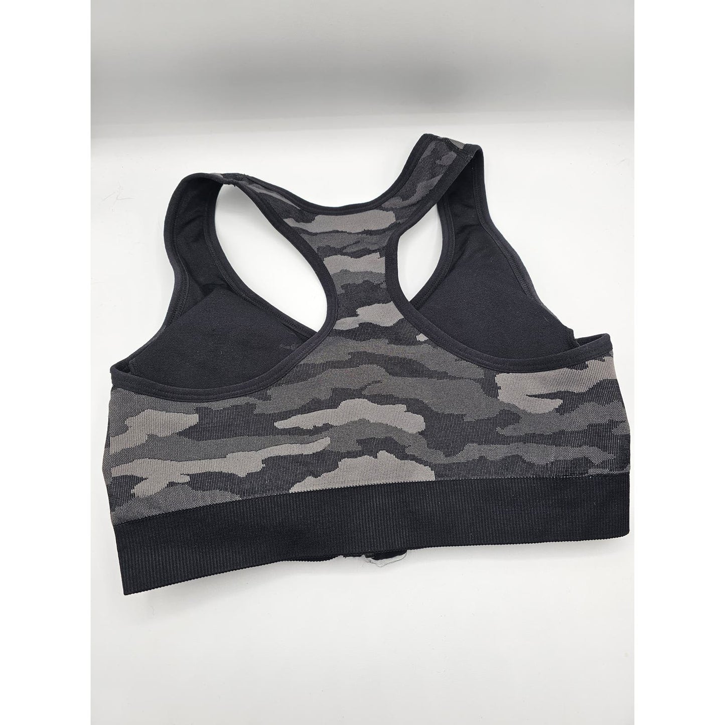 Avia Womens Sz L Lightly Padded Sports Bra Zip Front Camo Camouflage