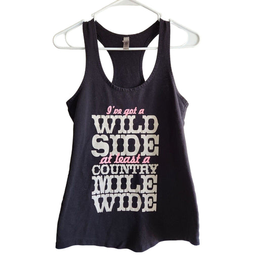 Womens Sz S Wild Side A country Mile Wide Racerback Tank Top